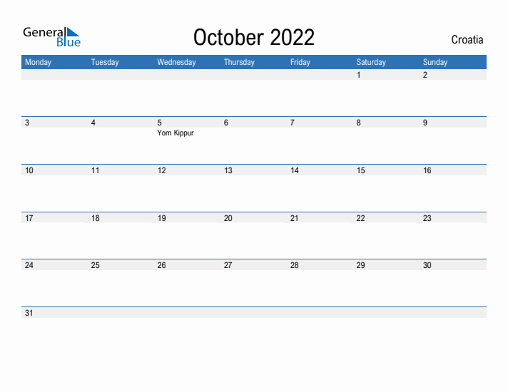 Fillable October 2022 Calendar