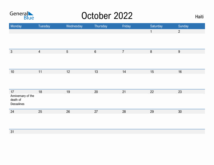 Fillable October 2022 Calendar