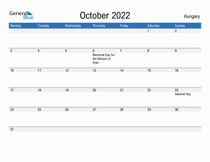 Fillable October 2022 Calendar