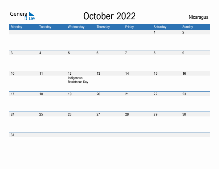 Fillable October 2022 Calendar