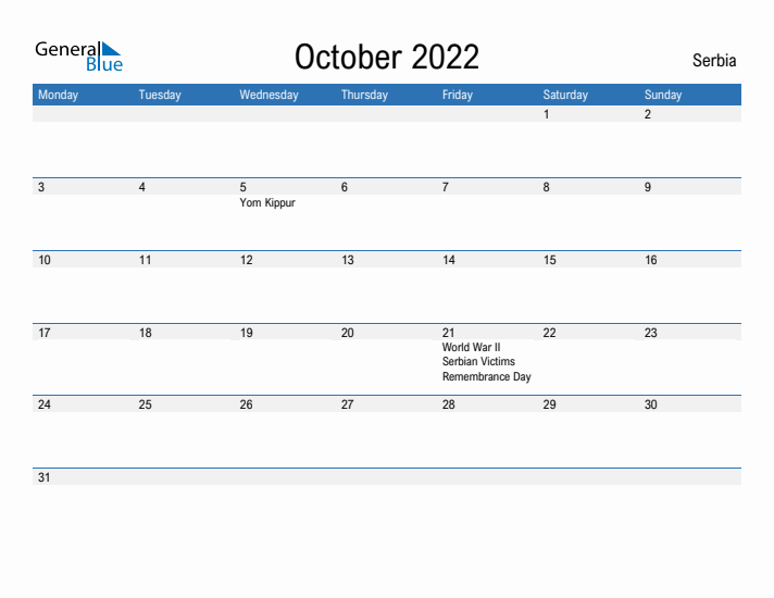 Fillable October 2022 Calendar