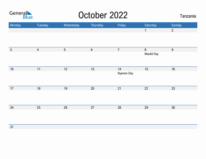 Fillable October 2022 Calendar