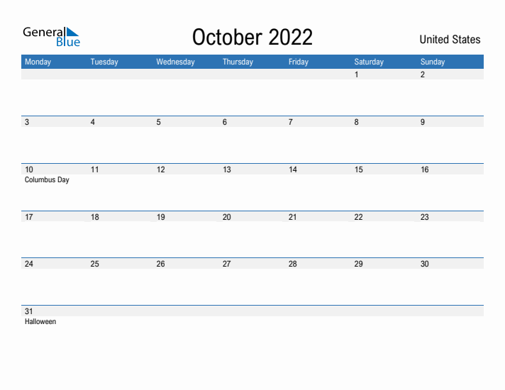 Fillable October 2022 Calendar