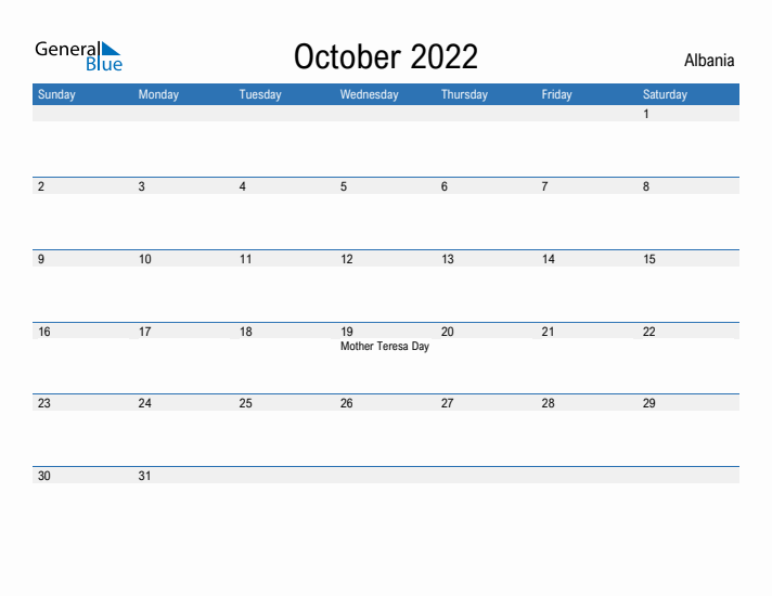 Fillable October 2022 Calendar