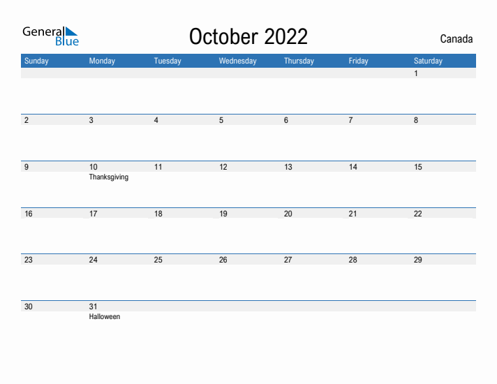 Fillable October 2022 Calendar