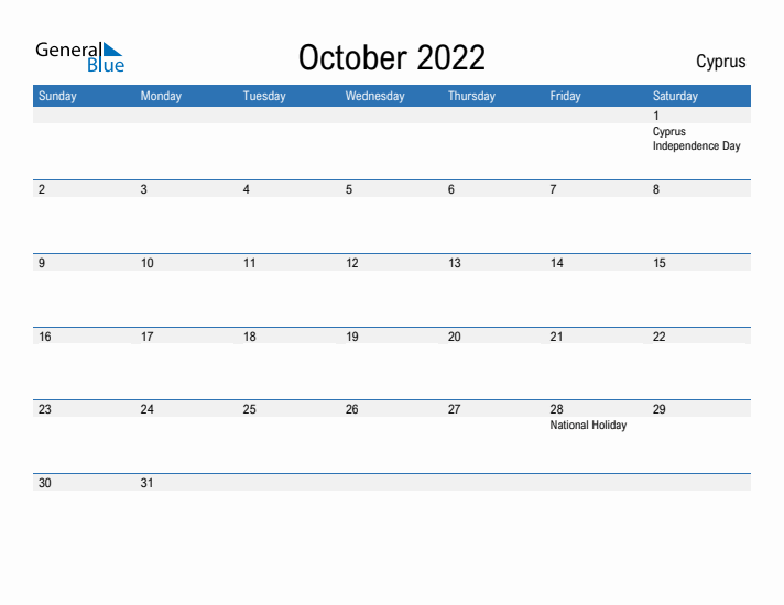 Fillable October 2022 Calendar