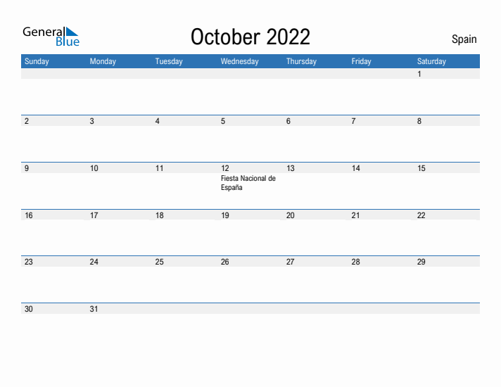 Fillable October 2022 Calendar