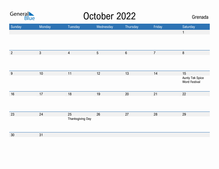 Fillable October 2022 Calendar