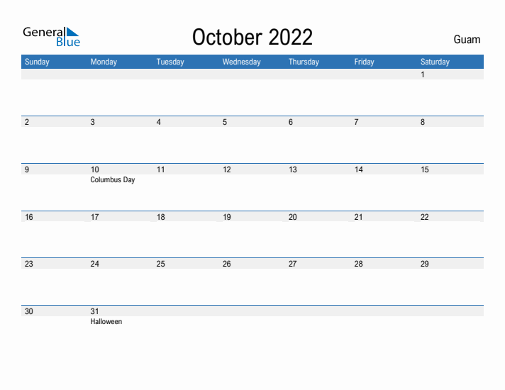 Fillable October 2022 Calendar