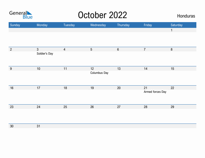 Fillable October 2022 Calendar