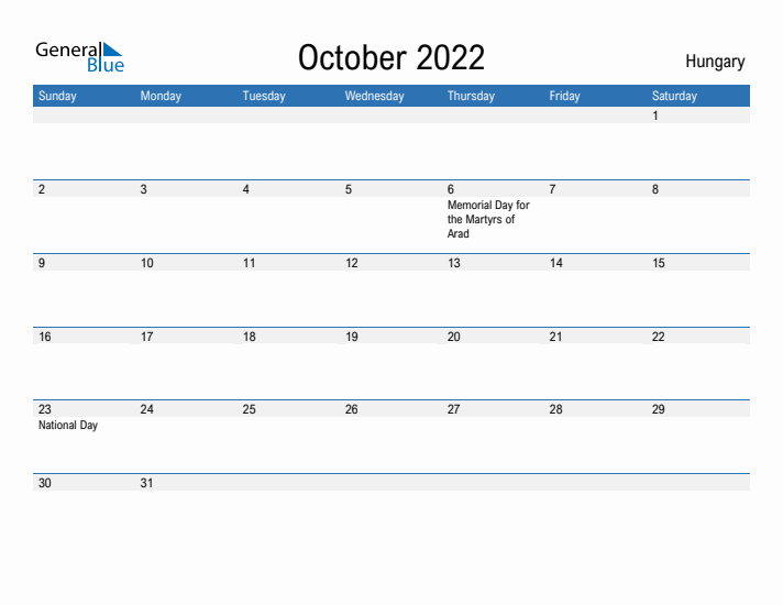 Fillable October 2022 Calendar