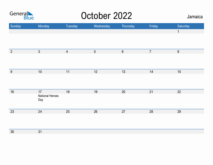 Fillable October 2022 Calendar