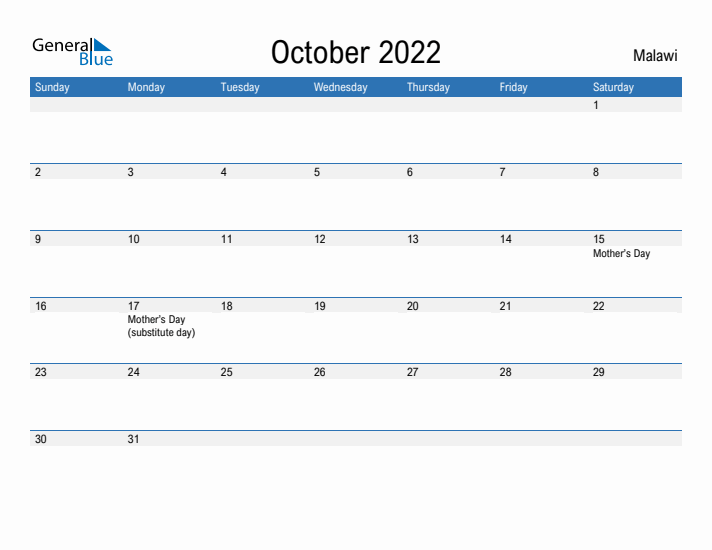 Fillable October 2022 Calendar