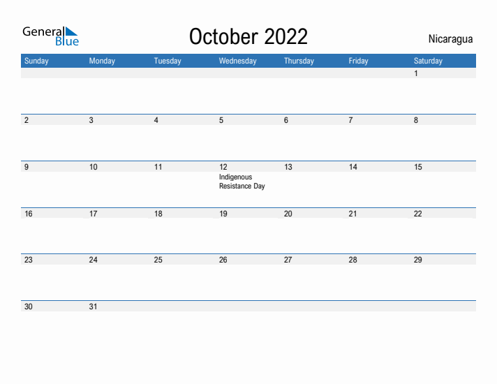 Fillable October 2022 Calendar