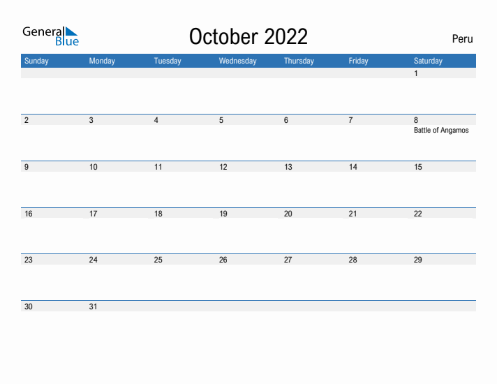 Fillable October 2022 Calendar