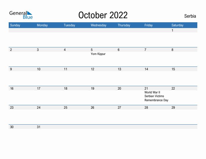 Fillable October 2022 Calendar