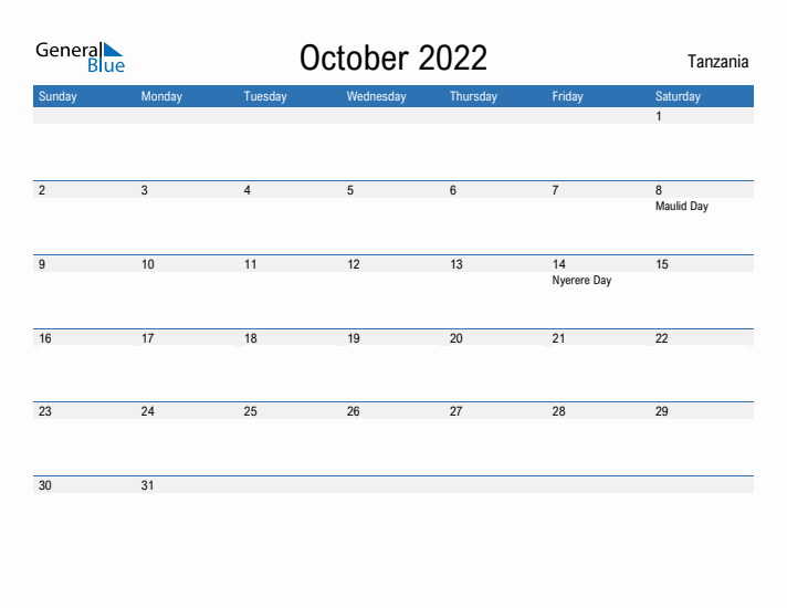 Fillable October 2022 Calendar