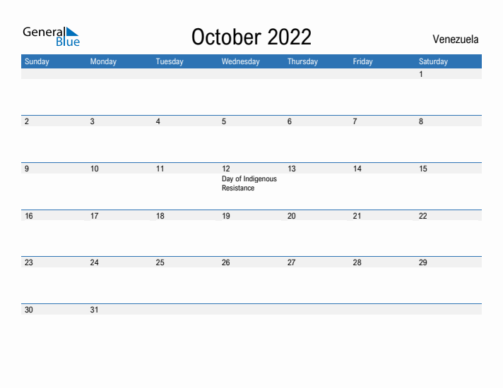 Fillable October 2022 Calendar