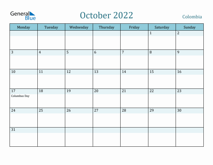 October 2022 Calendar with Holidays