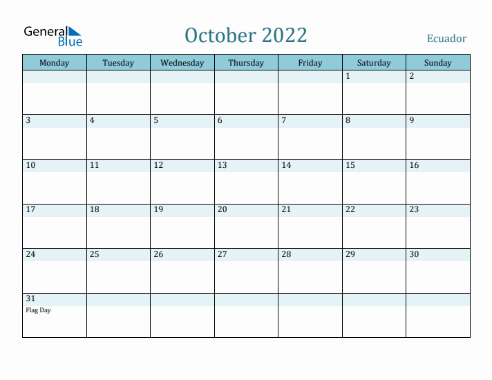 October 2022 Calendar with Holidays