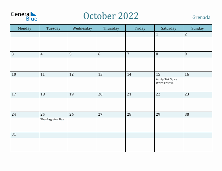 October 2022 Calendar with Holidays