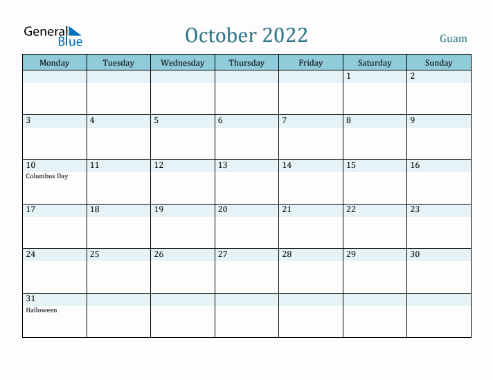 October 2022 Calendar with Holidays