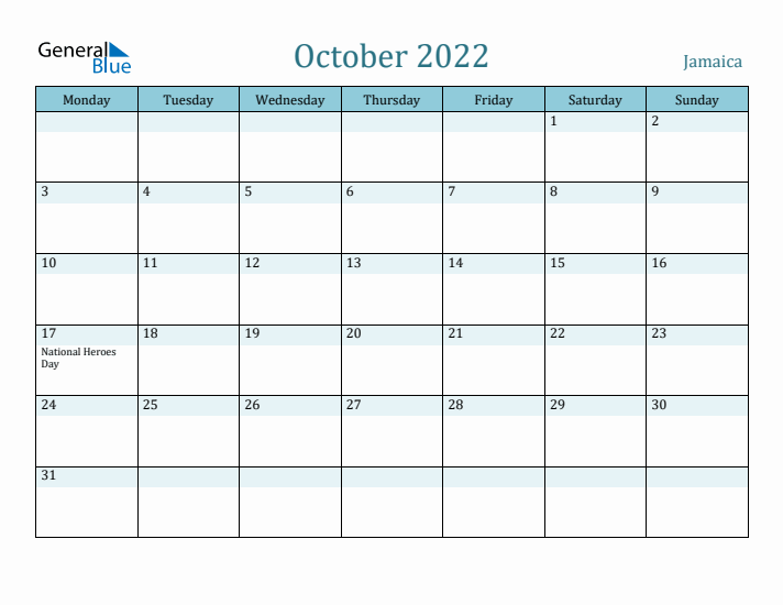 October 2022 Calendar with Holidays