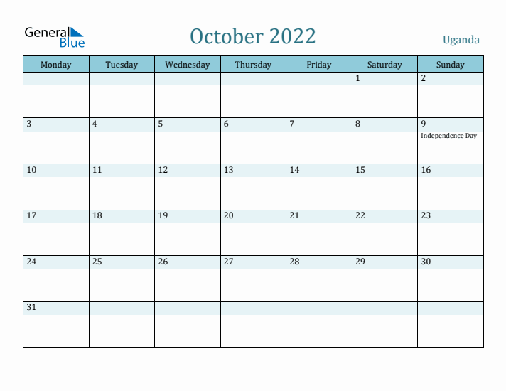 October 2022 Calendar with Holidays