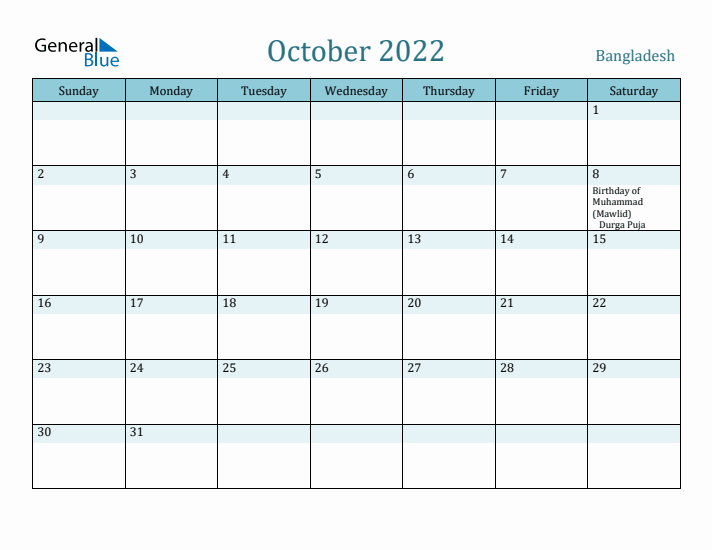 October 2022 Calendar with Holidays