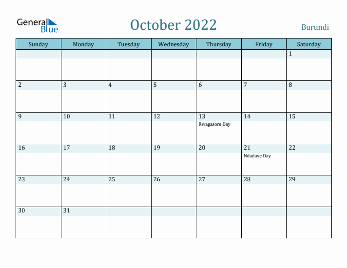 October 2022 Calendar with Holidays