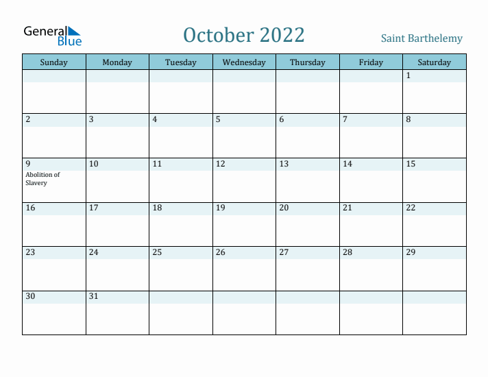 October 2022 Calendar with Holidays