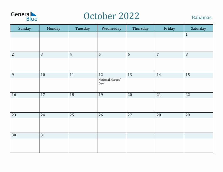 October 2022 Calendar with Holidays