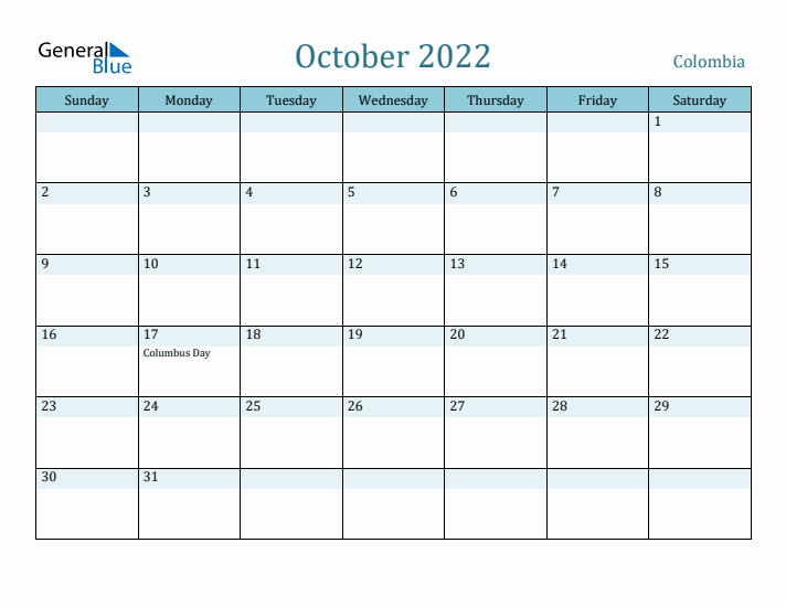 October 2022 Calendar with Holidays