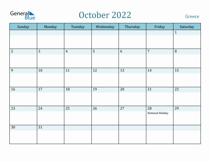 October 2022 Calendar with Holidays