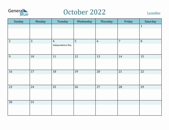 October 2022 Calendar with Holidays