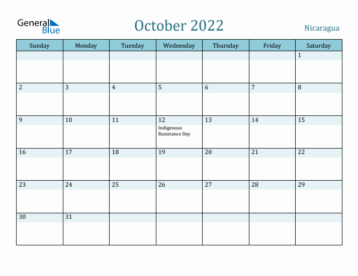 October 2022 Calendar with Holidays