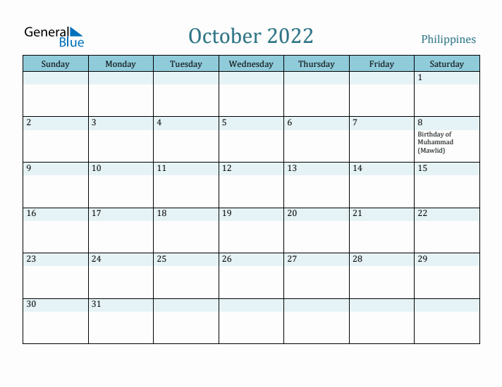 October 2022 Calendar with Holidays