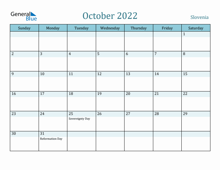 October 2022 Calendar with Holidays