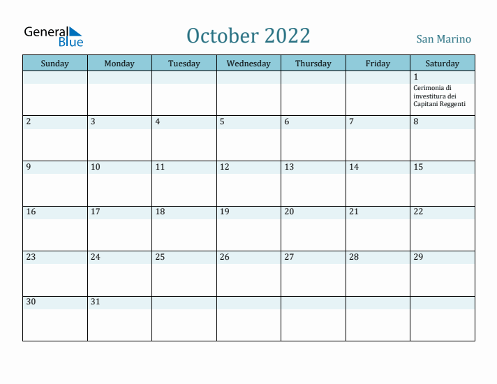 October 2022 Calendar with Holidays