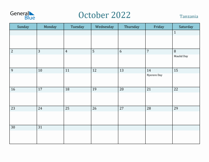 October 2022 Calendar with Holidays