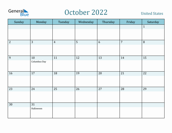 October 2022 Calendar with Holidays