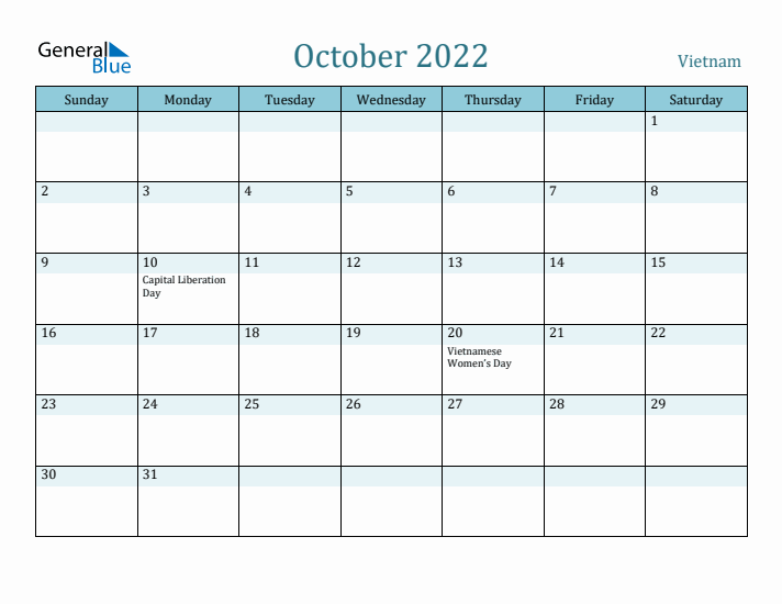 October 2022 Calendar with Holidays