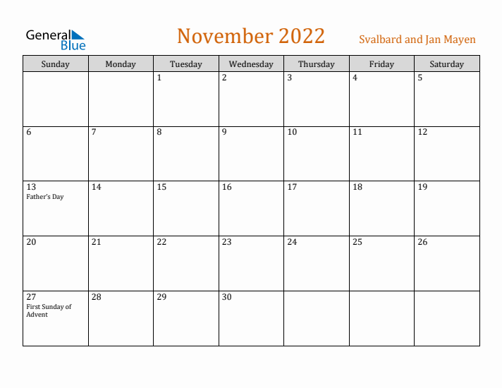 November 2022 Holiday Calendar with Sunday Start