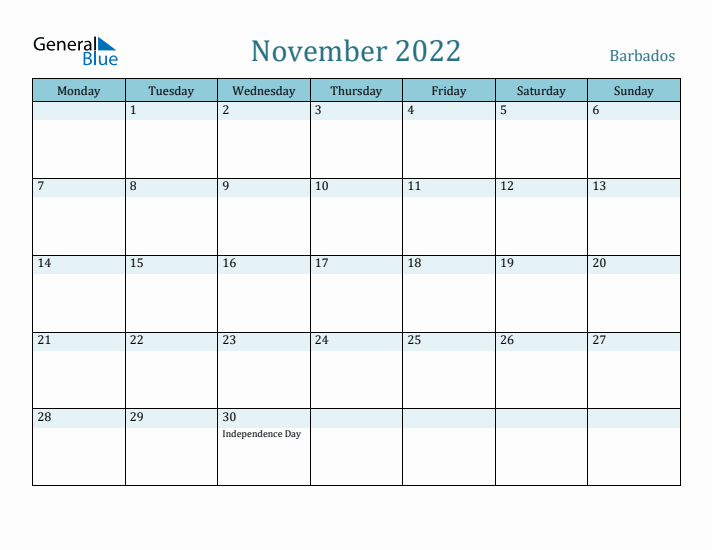 November 2022 Calendar with Holidays