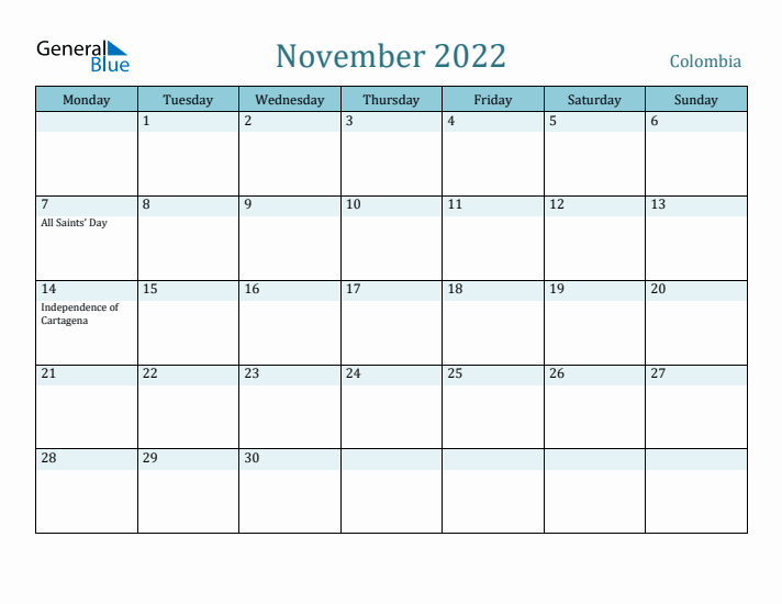 November 2022 Calendar with Holidays