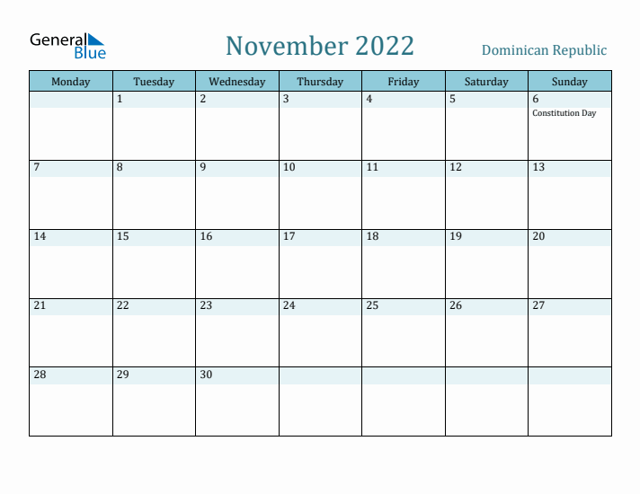 November 2022 Calendar with Holidays