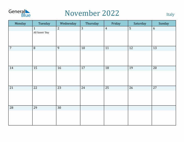 November 2022 Calendar with Holidays