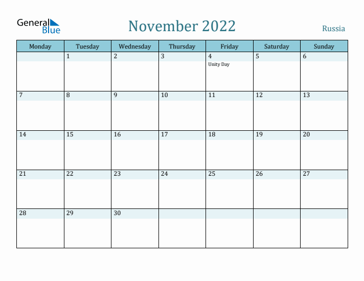 November 2022 Calendar with Holidays