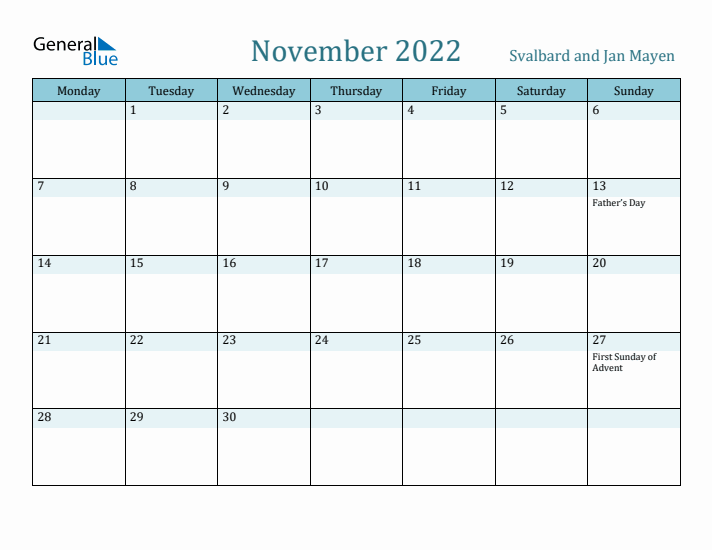 November 2022 Calendar with Holidays