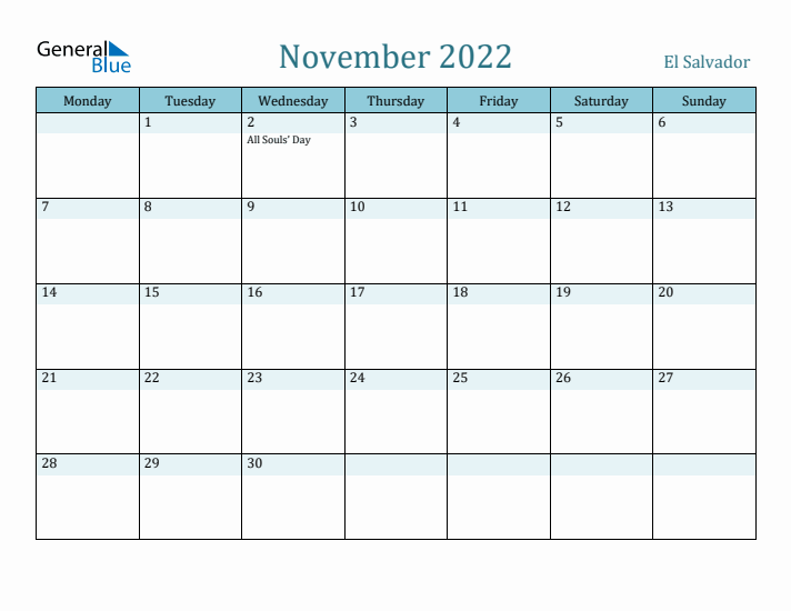 November 2022 Calendar with Holidays